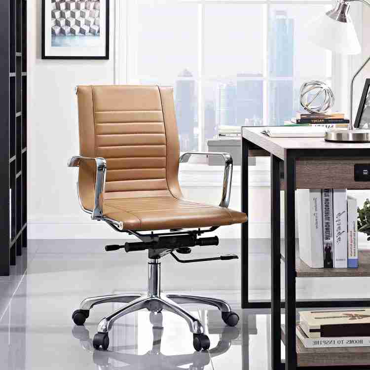 Finch Fox Low Back PU Leather Executive Office Chair in Beige