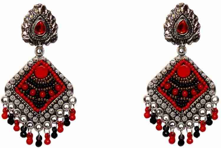 Red and black sales earrings online