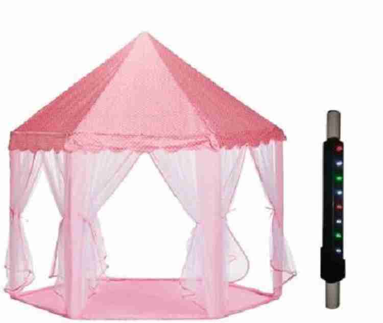 Swiss Falcon Dream Tent House with LED Lights Portable Kids Play Tent Pink Premium Hut Type Play Tent House Play Zone Play House Play Castle for Indoor