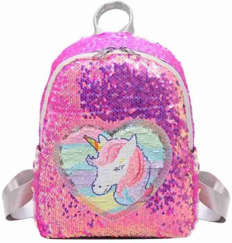 House of Queens Shiny Glitter Magic Reversible Flip Sequin Unicorn Backpack Travel Daypack with 2 Pattern for Women Kids Girls 9 L Backpack Pink Price in India Flipkart