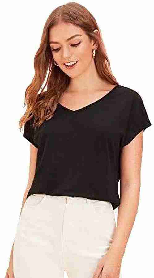 FABRICORN Solid Women V Neck Black T Shirt Buy FABRICORN Solid Women V Neck Black T Shirt Online at Best Prices in India Flipkart