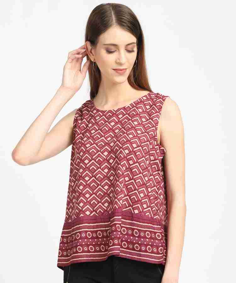 PEOPLE Casual Sleeveless Printed Women Pink Top Buy PEOPLE Casual Sleeveless Printed Women Pink Top Online at Best Prices in India Flipkart