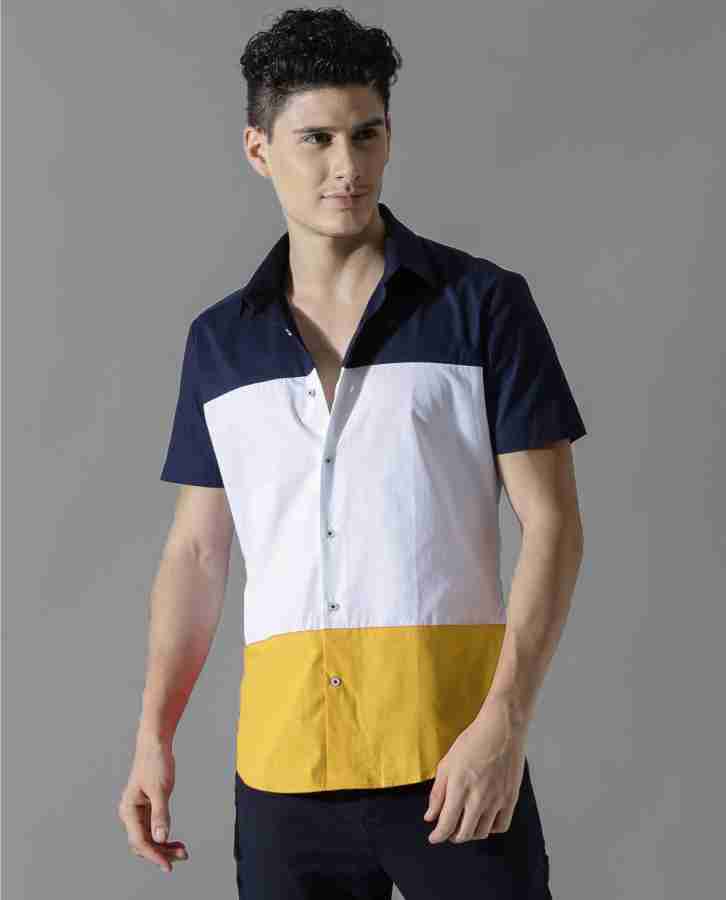 color block mens shirt