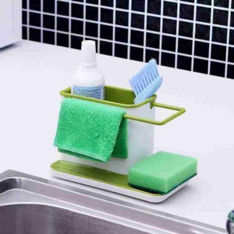 MOOZICO 3 In 1 Stand For Kitchen Sink Sponge Holder Kitchen Sink Organizer For Dishwasher Liquid Brush Cloth Soap Sponge 3 In 1 Stand For Kitchen Sink Sponge Holder Kitchen Sink Organizer