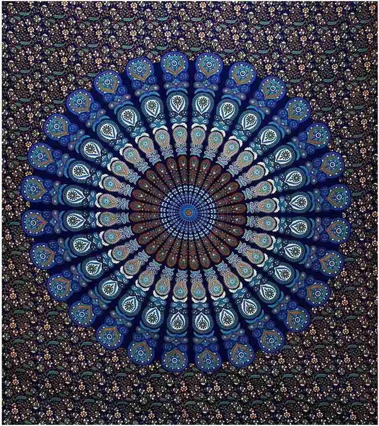 Art World Twin Mandala Tapestry Wall Hanging Indian Cotton Tapestries Bedspread Picnic Beach Throw Blanket Wall Art Hippie Tapestry Bed Cover Navy Blue Queen Twin Mandala Tapestry Tapestry Price in In...