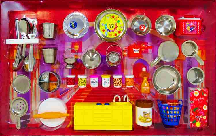Steel kitchen 2024 set for girl