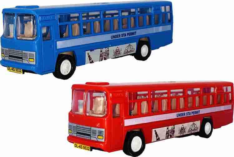 Toyify Set of 2 Combo Pull Back go Action City Bus Toys For Kids