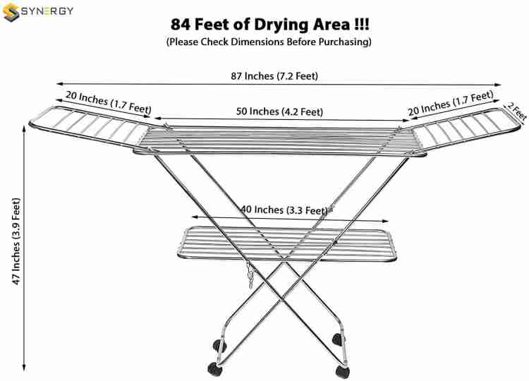 Synergy Super Heavy Duty Extra Large Stainless Steel Foldable Cloth Dryer Clothes Drying Stand SY CS1.2 72 inch 1 Bar Towel Rod Price in India Buy Synergy Super Heavy Duty Extra