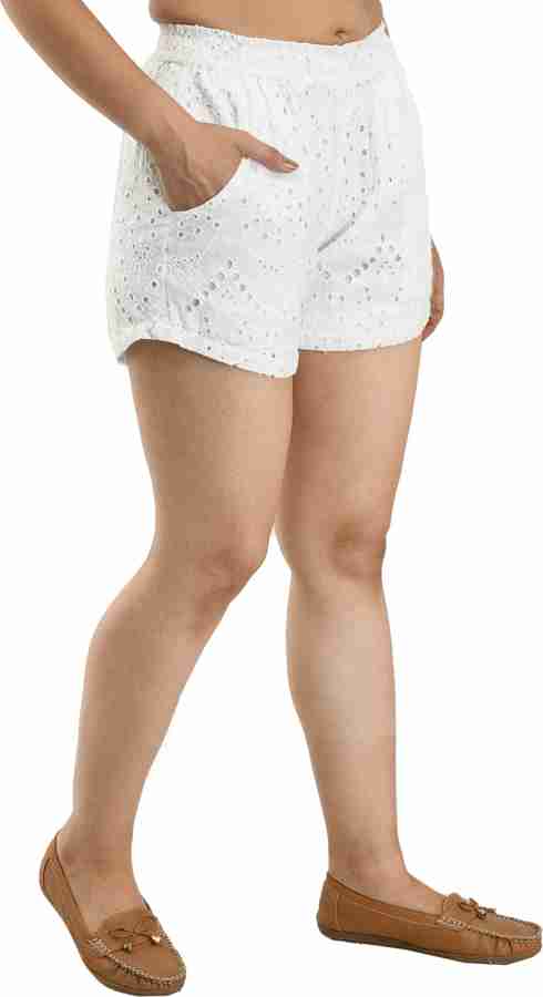 The Indian Beyond Embroidered Women White Beach Shorts Buy The