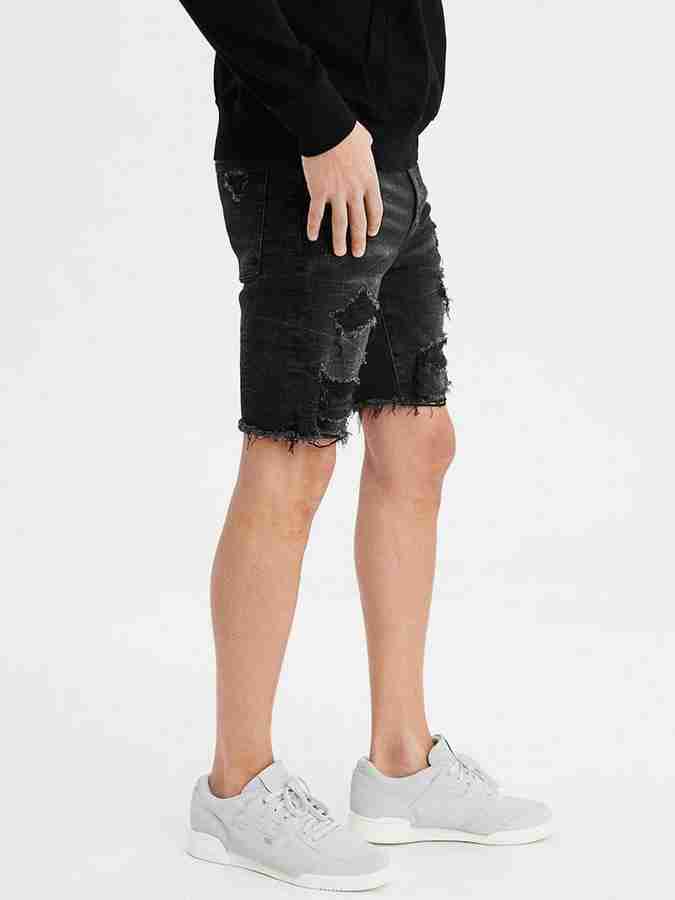 Black ripped shorts american eagle clearance