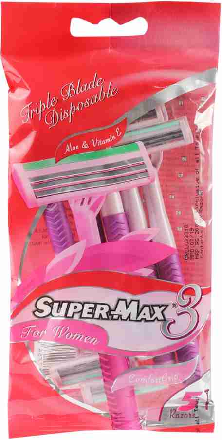 Supermax Women 3 Blade Disposable Comfort Grip Razor - Price in India, Buy  Supermax Women 3 Blade Disposable Comfort Grip Razor Online In India,  Reviews, Ratings & Features