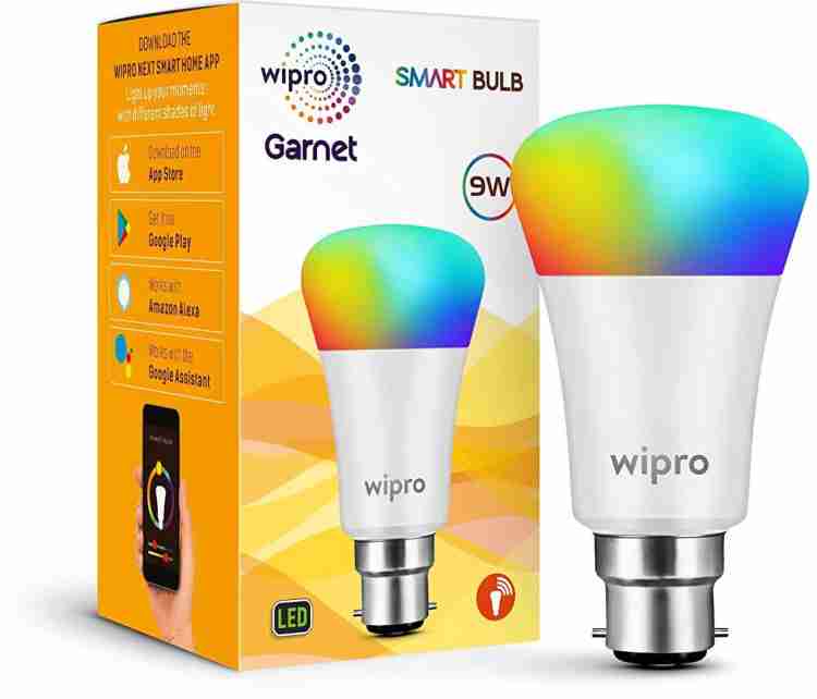 Wipro Wi-Fi Enabled Smart LED Bulb B22 9-Watt (16 Million Colors