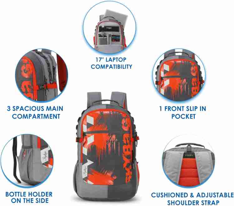 Skybags crew 3 laptop backpack grey 38 l laptop backpack online