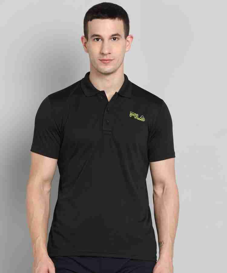 FILA Self Design Men Polo Neck Black T Shirt Buy FILA Self
