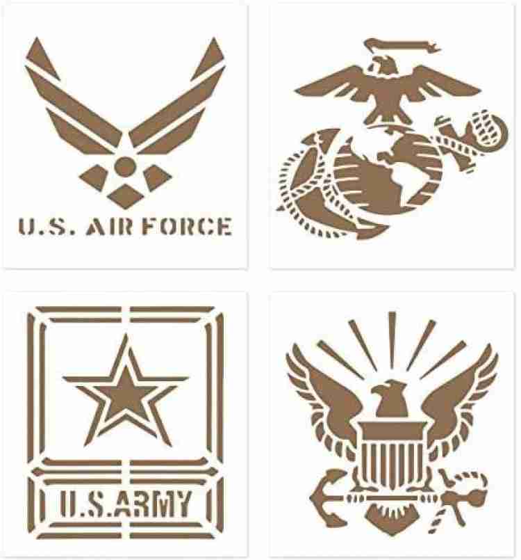 Paquete de 8 plantillas de 10 x 8 pulgadas American 50 Star Stencil serie  militar plantilla de EE. UU. Marine / Ejército/Fuerza Aérea/Azul Marino  para