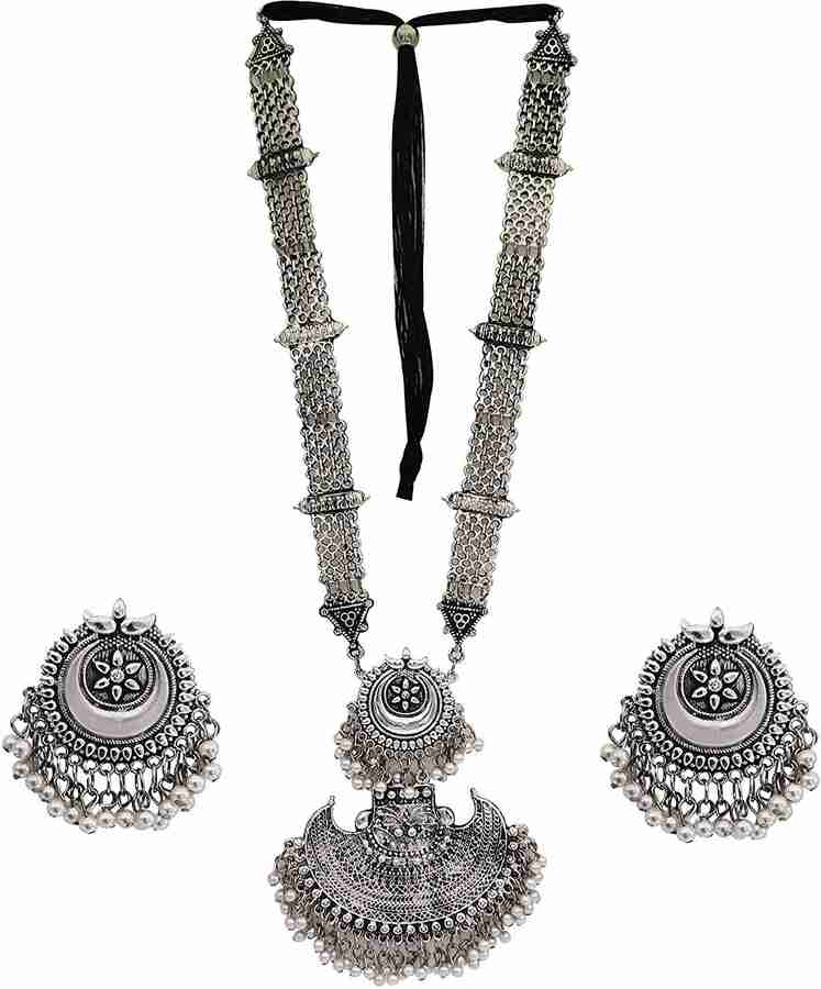 Akshetri Metal Black Silver Silver Jewellery Set Price in India