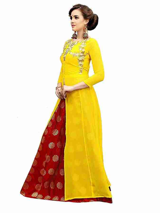 PJD Women Gown Yellow Red Dress Buy PJD Women Gown Yellow Red Dress Online at Best Prices in India Flipkart