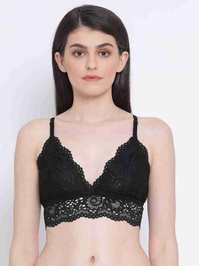 Buy Clovia Black Lace Non-Padded Bralette Bra for Women's Online