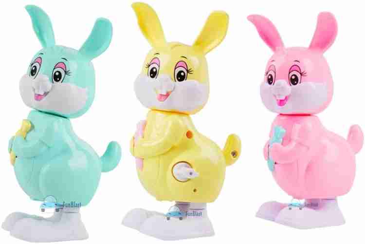 FunBlast Key Winding Rabbit Toy for Kids Cute Rabbit Toys Set with Key Winding UP and Moving Wheels Toy for Toddlers Boys Girls Pack of 2 Key Winding Rabbit Toy for Kids Cute Rabbit