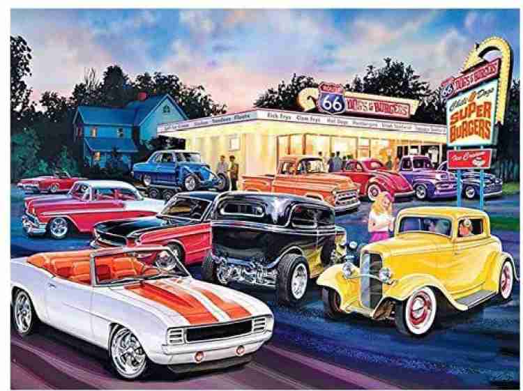 SundayGogo Route 66 Car Hamburger Place Diamond Painting By