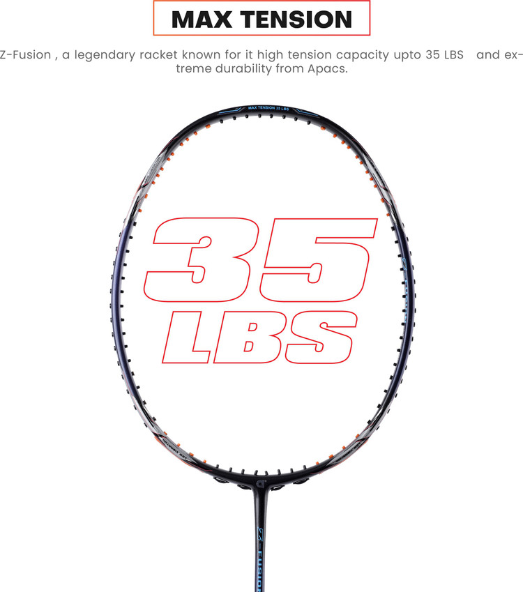 apacs Z-Fusion (35LBS, 80G) Black, Blue Unstrung Badminton