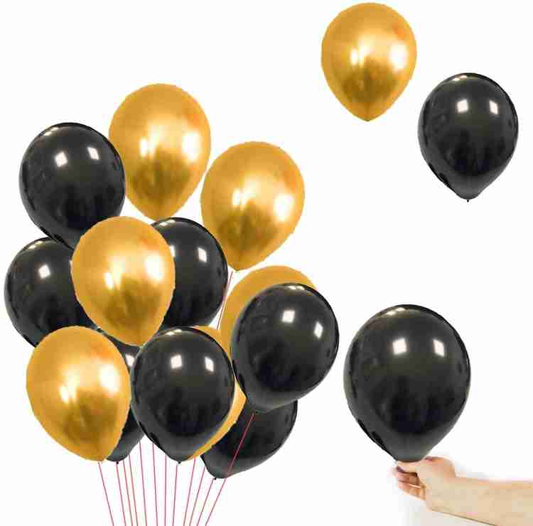 Flipkart PartyDecoration Solid Combo of Gold and Black Color Balloons for Birthday Celebrations Balloon Balloon
