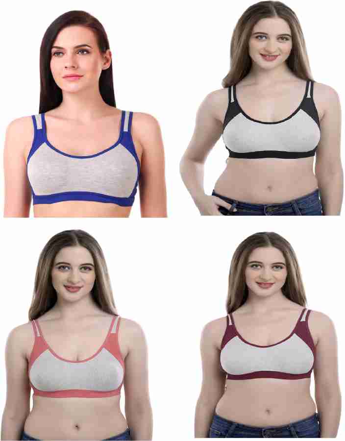  Women Non Padded Sports Cotton Bra For Women Size 30 To