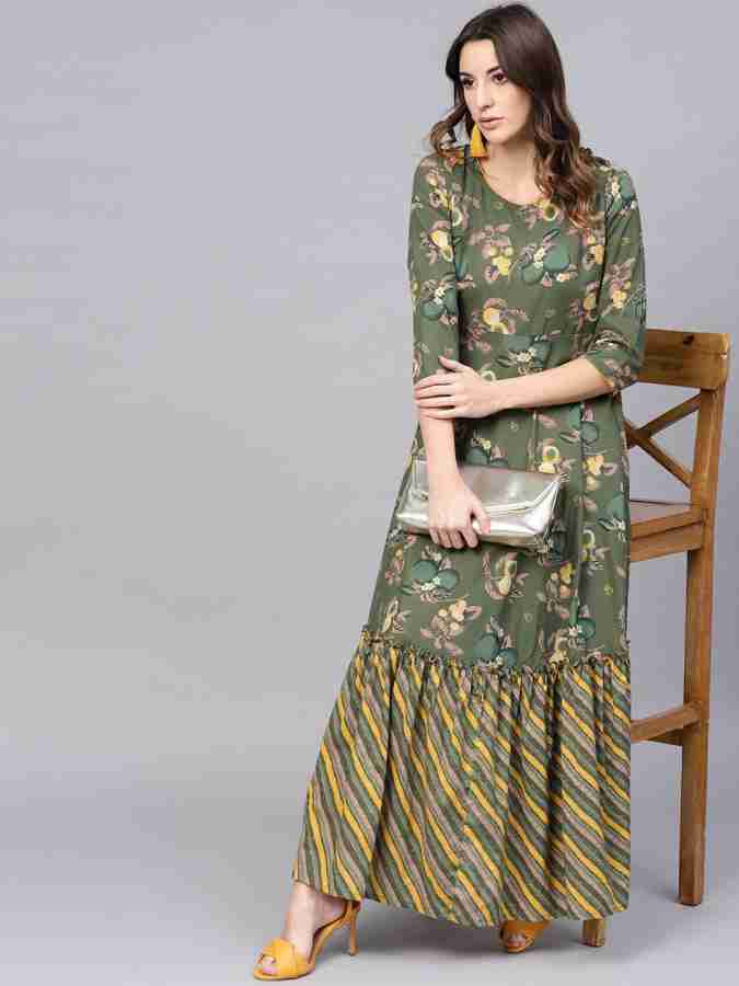 Aks women's store maxi green dress