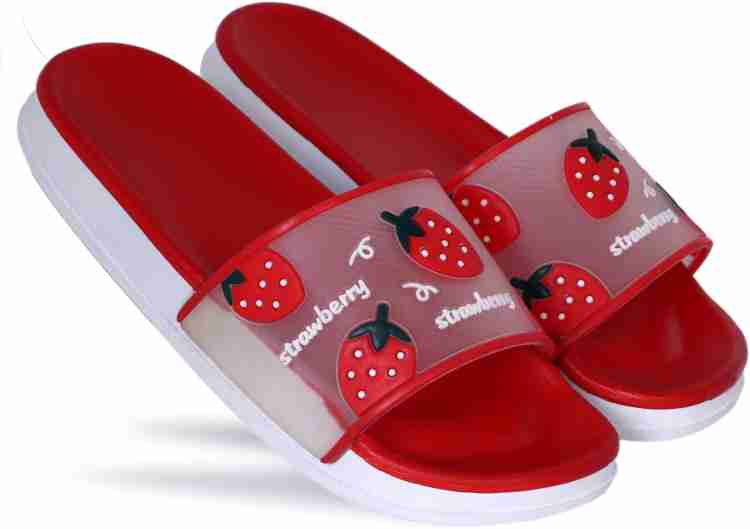 Red best sale slippers womens