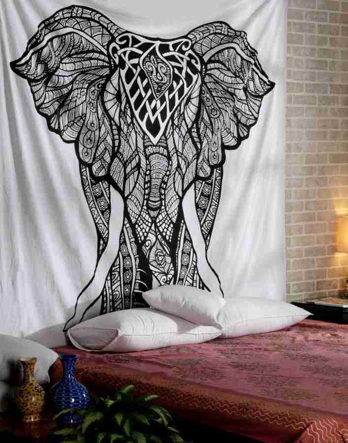 Black and white elephant tapestry online