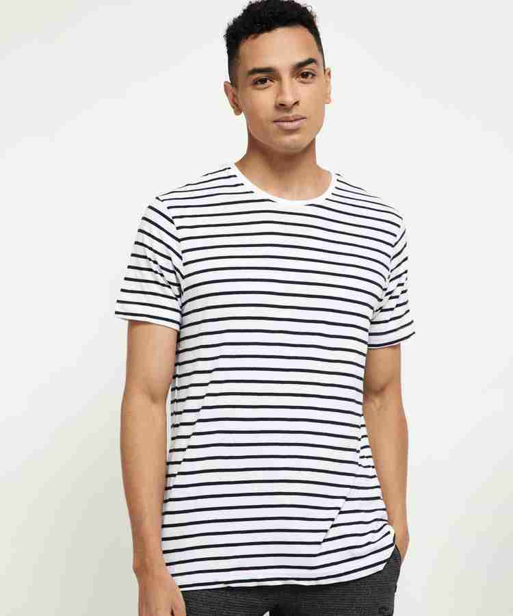 MAX Striped Men Round Neck White Black T Shirt Buy MAX Striped Men Round Neck White Black T Shirt Online at Best Prices in India Flipkart