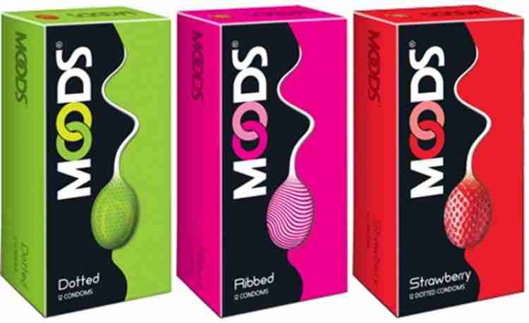 MOODS Dotted - Ribbed - Strawberry Condoms 12Sx3Pack Condom Price in India  - Buy MOODS Dotted - Ribbed - Strawberry Condoms 12Sx3Pack Condom online at  Flipkart.com