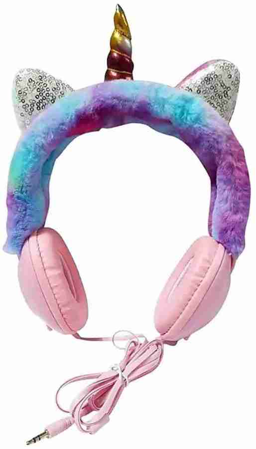 Goods collection Unicorn Soft Fur Headphones for Girls Wired 3.5mm Jack with Mic Wired Headset Multicolor PINK On the Ear Ear Muff Price in India Buy Goods collection Unicorn Soft Fur Headphones for G...