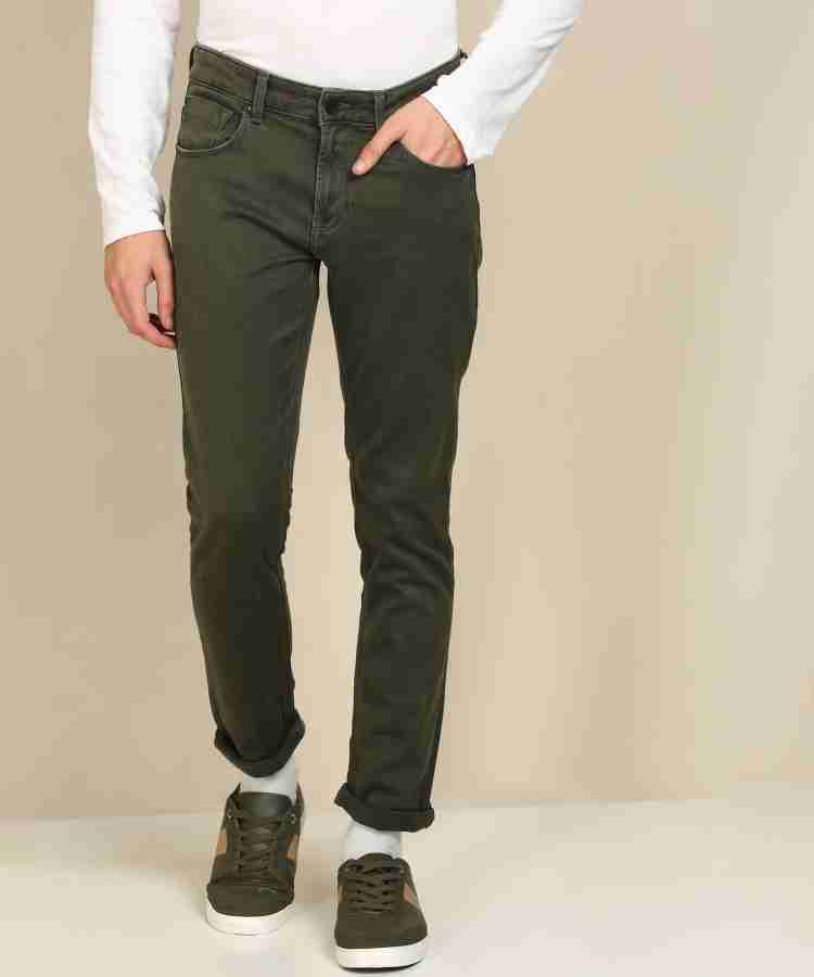 Olive green 2024 jeans men