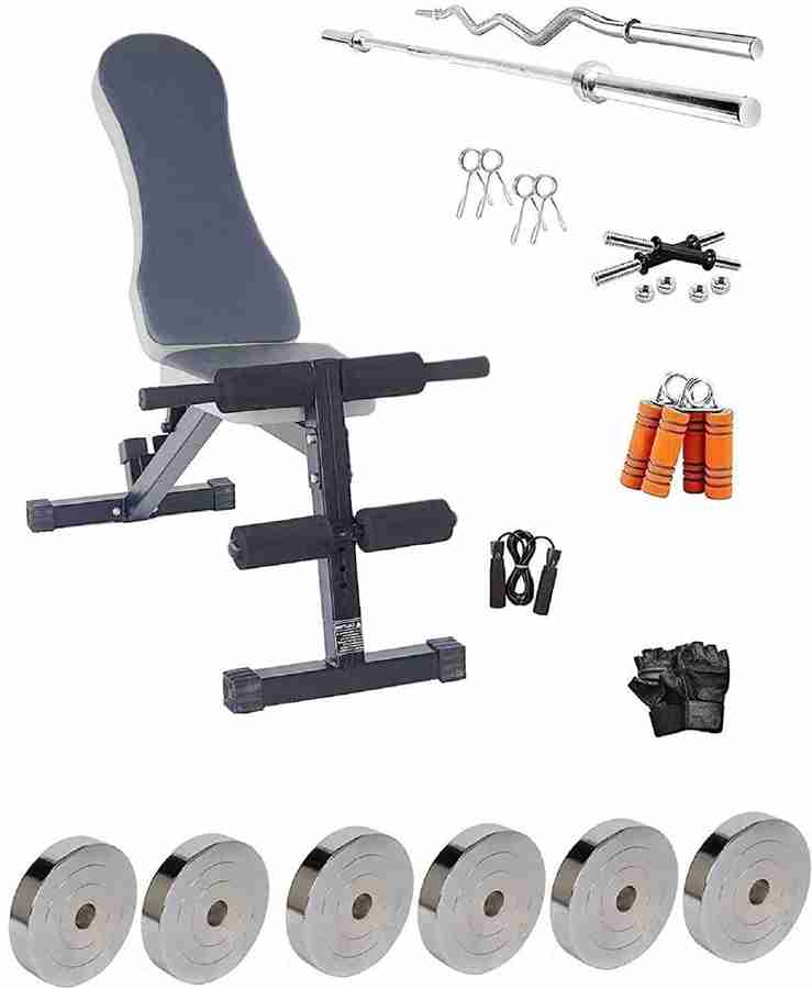 RIO PORT 100 kg 100kg Steel Weight Plates Combo with Adjustable Bench ABD 1000 for Home Gym Exercise Equipment Chrome Plated Set Home Gym Combo Price in India Buy RIO PORT
