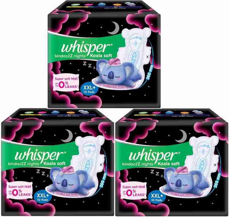 Whisper Bindazzz Nights Sanitary Pads (XXXL Wings) Price - Buy Online at  ₹255 in India