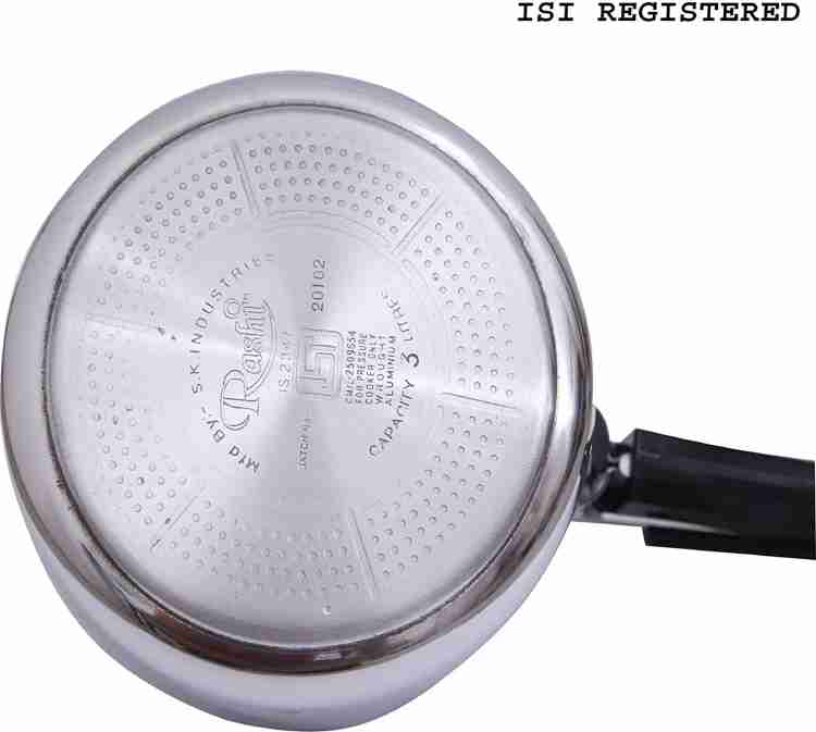 rashi Aluminium Pressure Cooker Silver ISI Marked Heavy Base 3L 3 L Inner Lid Induction Bottom Pressure Cooker Price in India Buy rashi Aluminium Pressure Cooker Silver ISI Marked Heavy Base 3L 3