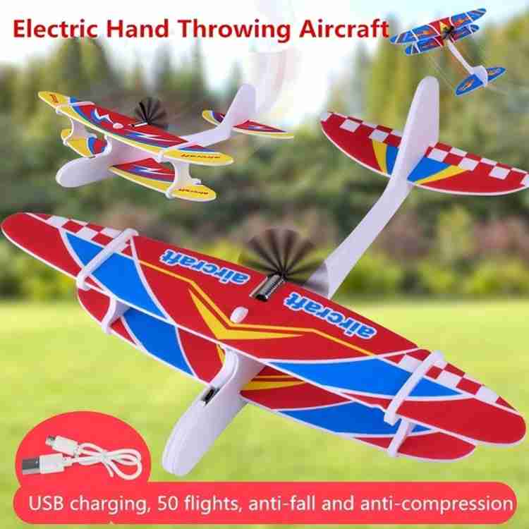Shopme Store Kid s Hand Throw Flying Glider USB Charging DIY Assembled Planes 15 20s Flying Time Automatic Circling Foam Aeroplane Model Random Colour Kid s Hand Throw Flying Glider USB Charging DIY A...