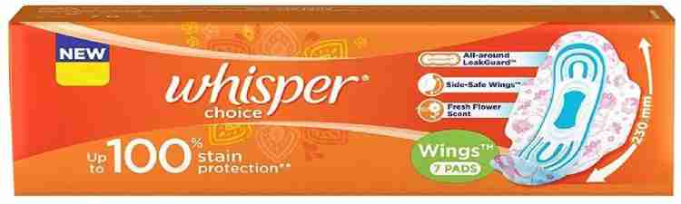 Whisper Choice Sanitary Napkins Ultra with Wings -Pack of 7 Pads (Regular)