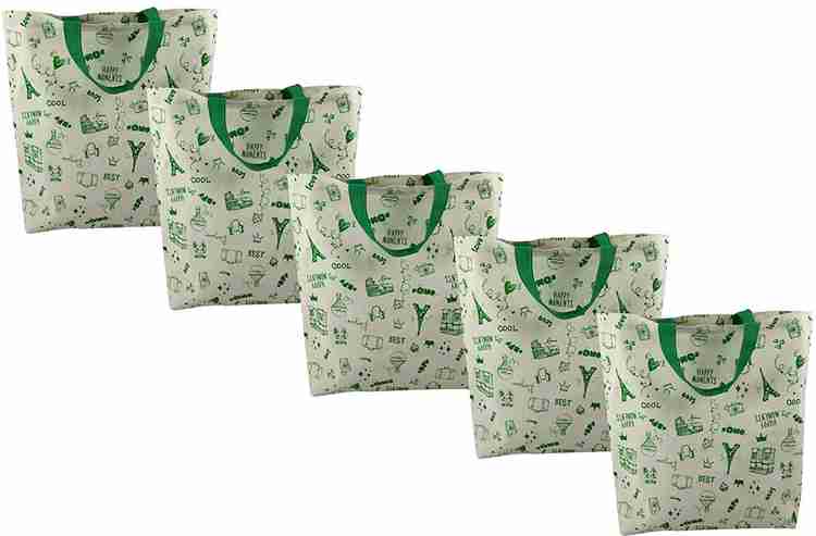 Flipkart GREENCRAFT Cotton Shopping Bags with Strong Handle Hold 15 kgs Heavy Duty Washable Eco Friendly Biodegradable Multipurpose Grocery Bag Pack of 5 Multipurpose Bag Multipurpose Bag