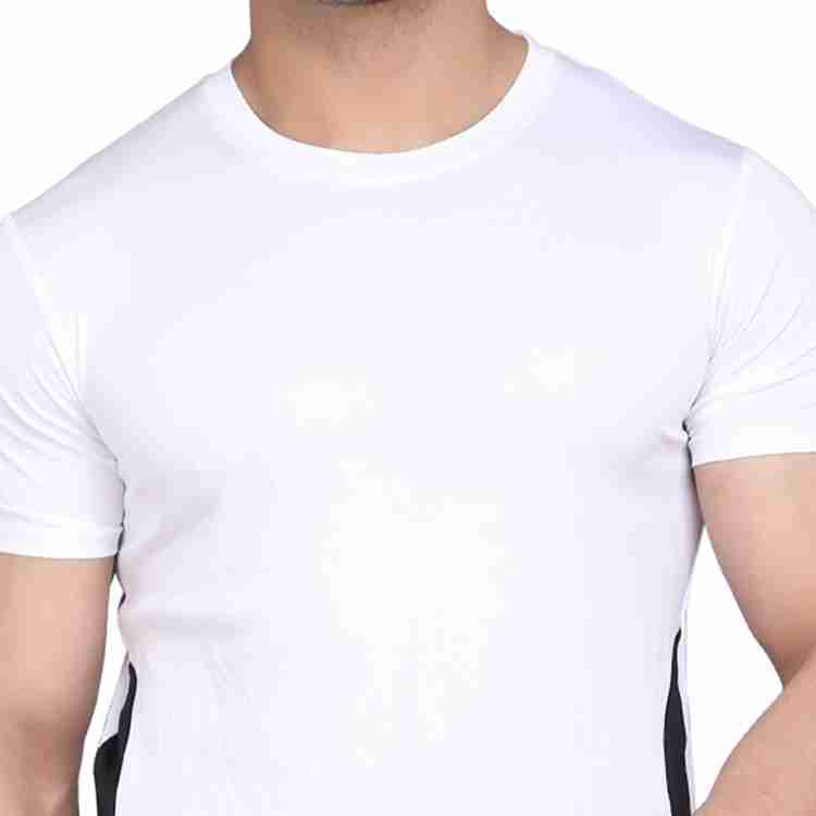 Buy Men White Solid Crew Neck Round Neck T-Shirts Online - 762219