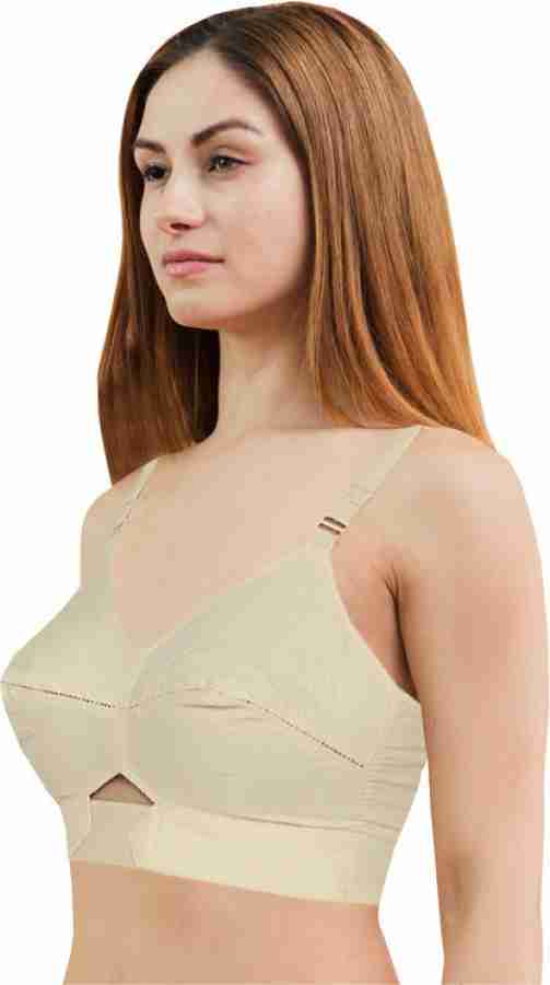 Buy Misslee Round Stitch Full Coverage Center Elastic 100% Cotton Bra  (Combo Pack) (44, Beige) at