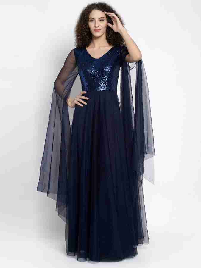 Just Wow Women Gown Dark Blue Dress Buy Just Wow Women Gown Dark Blue Dress Online at Best Prices in India Flipkart