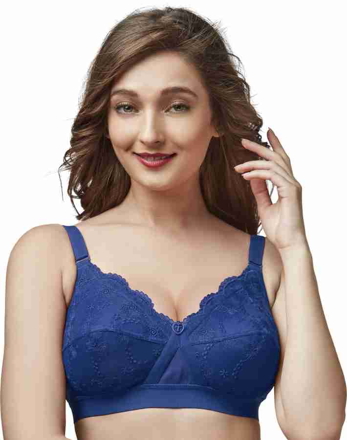 Thea Trylo Cathrina Women's Non-wired Full Cup Designer Double layer  Saree/T Shirt/Salwar Kameez Bra! Broad Belt Cross for Better Support ! Plus  Size for Heavy Bust !! Women T-Shirt Non Padded Bra 