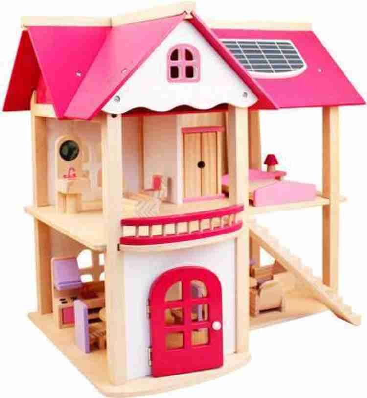India Online Shopping Wooden Doll House With Mini Figure For Girls