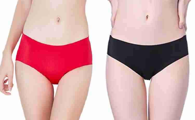 MYYNTI Women Silk Seamless Panties Hipster Brief Underwear Panty Set for  Daily Wear Women Bikini Red, Black Panty