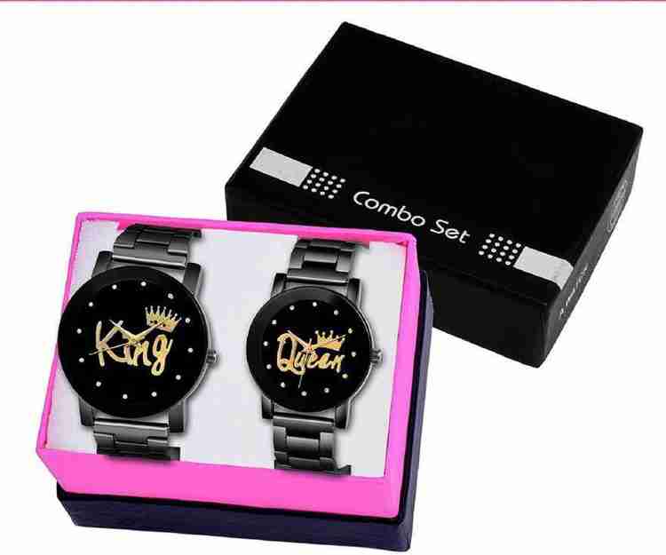 Domesca KING QUEEN Analog Watch For Couple Buy Domesca KING QUEEN Analog Watch For Couple black dail metal strep analoug king queen couple watch for women couple Online at Best Prices in India Flipkar...