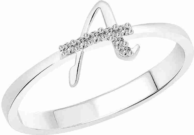 CEYLONMINE Stylish Name Alphabet Letter Ring American Diamond stone Silver Ring Couple Girl Boy Gift Valentine s Gift Ring for Men Women Stone Diamond Silver Plated Ring Price