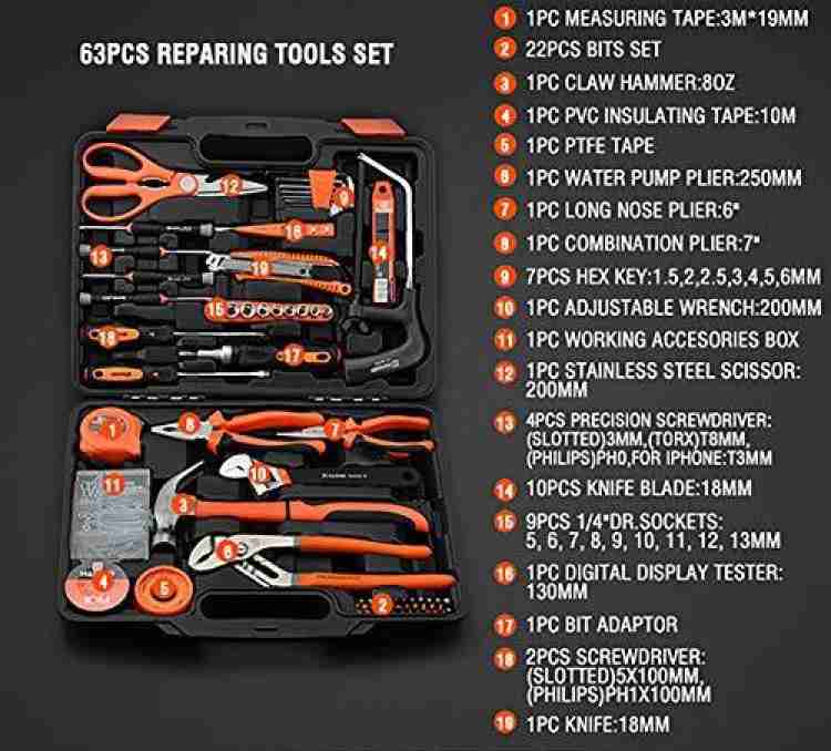 100pcs Hand Tool Kit Set Household Daily Maintenance Car Repair Hardware  Tools