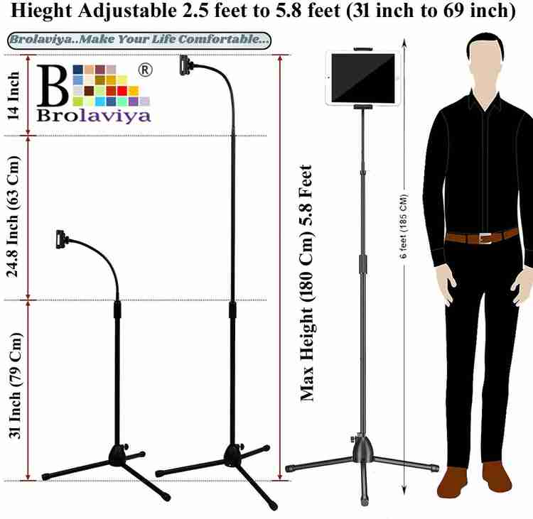 BROLAVIYA Tripod Floor Stand for Both Mobile and Tablet Height up to 5.8 feet Tripod BROLAVIYA Flipkart